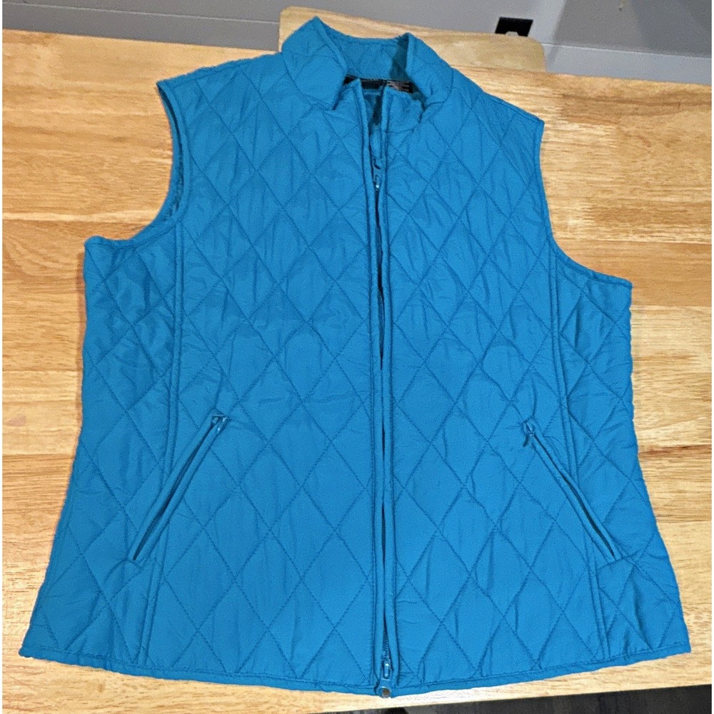 Relativity Women's Blue Quilted Vest Lined Full Zip Sleeveless Size M